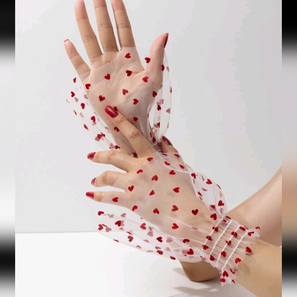Red heart sleeve cuffs